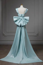 Elegant Mermaid Bow Satin Long Evening Dress Formal Prom Dress
