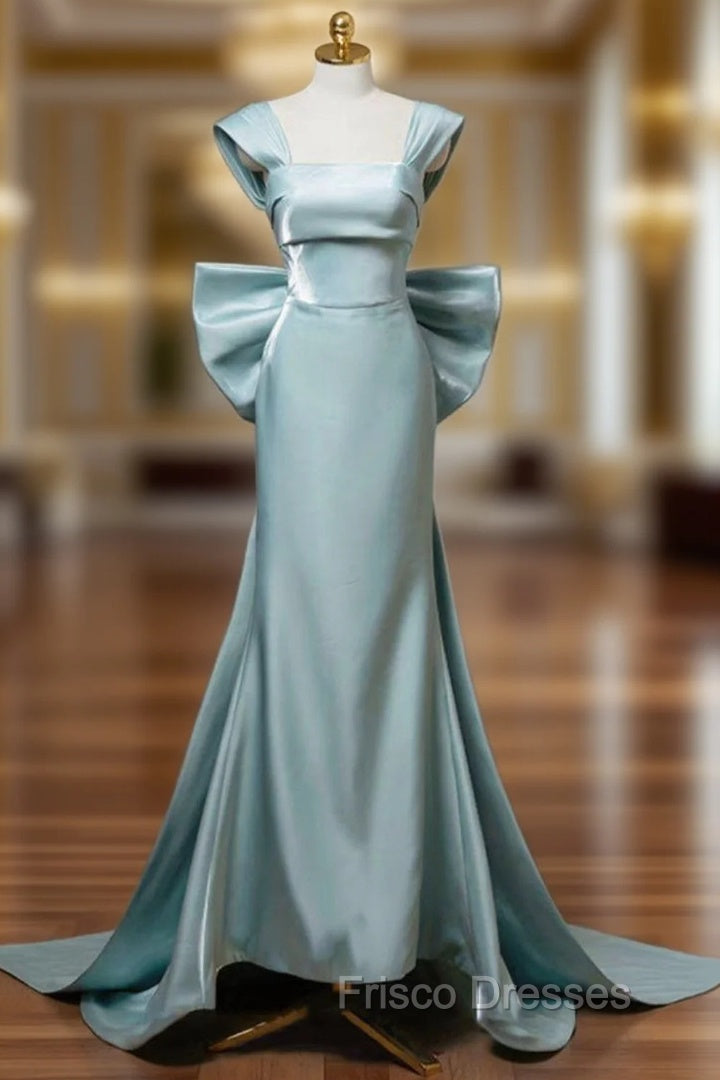 Elegant Mermaid Bow Satin Long Evening Dress Formal Prom Dress Main image