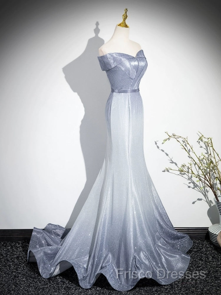 Elegant Mermaid Gray Long Formal Prom Dress, Gray Party Dress