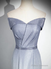 Elegant Mermaid Gray Long Prom Dress, Gray Party Dress