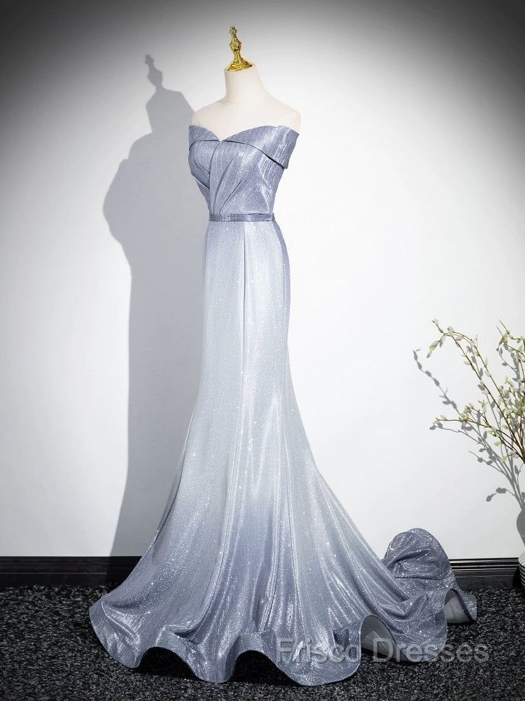 Elegant Mermaid Gray Long Formal Prom Dress, Gray Party Dress