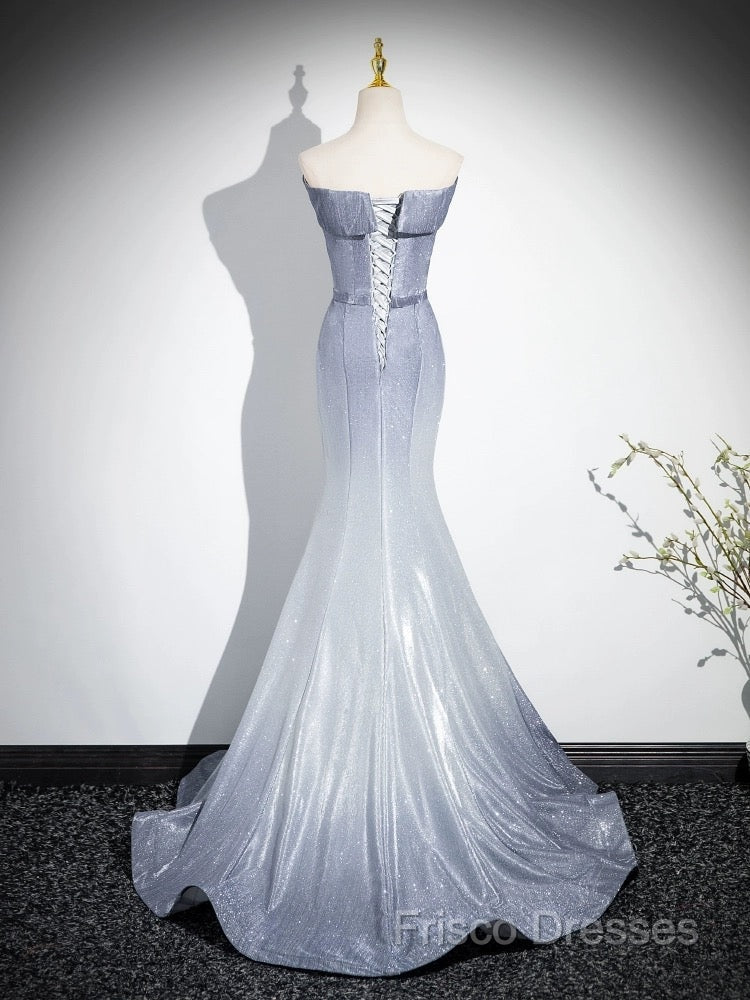 Elegant Mermaid Gray Long Formal Prom Dress, Gray Party Dress