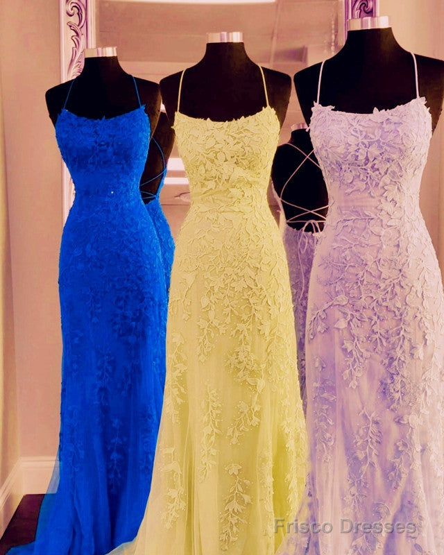 Elegant Mermaid Lace Prom Dresses Open Back