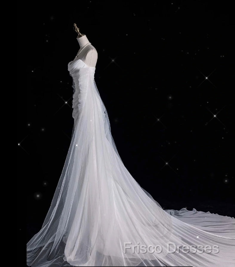 Elegant Mermaid Off The Shoulder White Wedding Dress With Train Bridal Gowns Secondary image