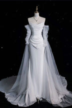 Elegant Mermaid Off The Shoulder White Wedding Dress With Train Bridal Gowns