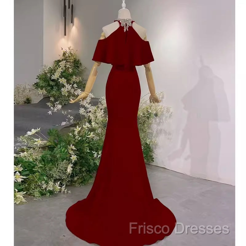 Elegant Mermaid Red Long Formal Prom Dress Formal Dress Secondary image
