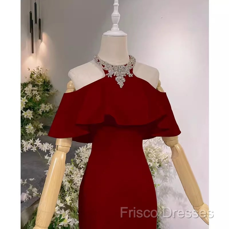 Elegant Mermaid Red Long Formal Prom Dress Formal Dress