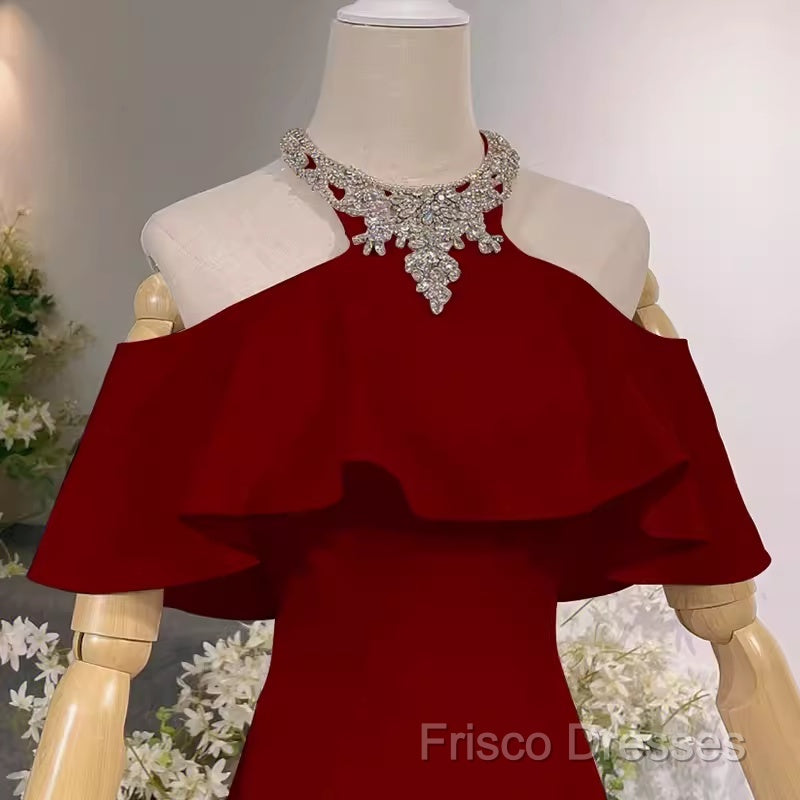 Elegant Mermaid Red Long Formal Prom Dress Formal Dress