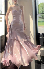 Elegant Mermaid Spaghetti Straps Blue Satin Long Prom Dresses Party Dress 21St Birthday Outfits Graduation Dresses