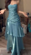 Elegant Mermaid Spaghetti Straps Blue Satin Long Prom Dresses Party Dress 21St Birthday Outfits Graduation Dresses