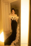 Elegant Mermaid Strapless Black Velvet Prom Dresses Long Formal Dress