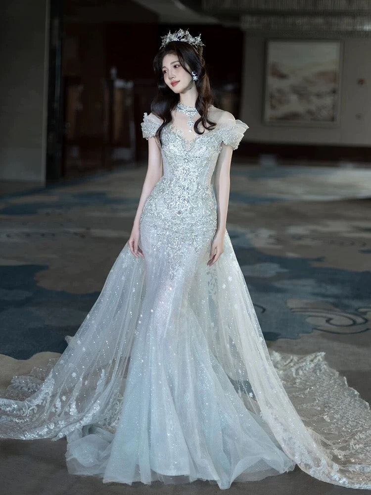 Elegant Mermaid Strapless  Long Prom Dress