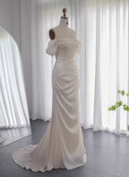 Elegant Mint Green Mermaid Strapless Rhinestone Hotfix Slit Satin Long Prom Dress Evening Dress