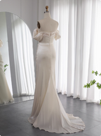Elegant Mint Green Mermaid Strapless Rhinestone Hotfix Slit Satin Long Prom Dress Evening Dress