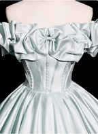 Elegant Mint Light Green Off-The-Shoulder Satin Ball Gown Evening Dress Sweet 16 Dress