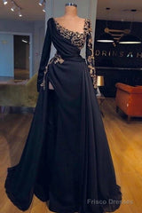 Elegant Muslim Evening Dresses A-Line Long Sleeves Chiffon Lace Long Islamic Dubai Saudi Arabic Long Formal Evening Gown