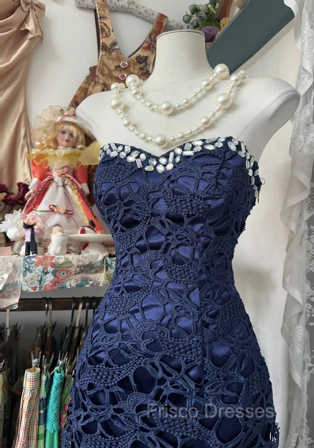 Elegant Navy Mermaid Strapless Formal Prom Dress Backless Chiffon Birthday Evening Dress