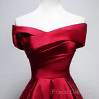 Elegant Off Shoulder Satin Knee Length Bridesmaid Dress