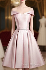 Elegant Off-Shoulder Satin Short/Mini Homecoming Dress