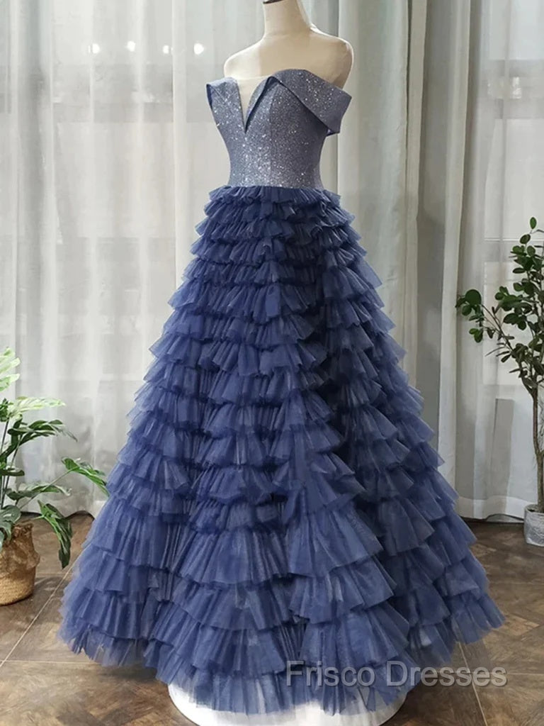 Elegant Off Shoulder Sequins Top Long Formal Prom Dress, Formal Dress, Off The Shoulder Ball Gown Secondary image