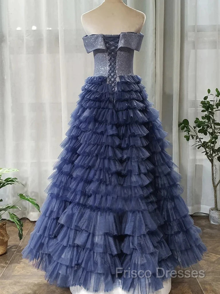 Elegant Off Shoulder Sequins Top Long Formal Prom Dress, Formal Dress, Off The Shoulder Ball Gown