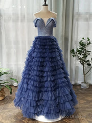 Elegant Off Shoulder Sequins Top Long Prom Dresses, Formal Evening Dresses, Off The Shoulder Ball Gown