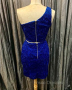 Elegant One Shoulder Homecoming Dress Two Piece Formal Prom Short Dress