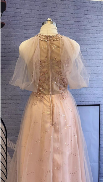 Elegant Pink A-Line Halter Tulle Long Prom Dress Evening Dress