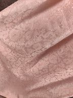 Elegant Pink A-Line Sleeveless Crew Neck Lace Rhinestone Brocade Satin Long Prom Dress Evening Dress