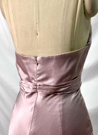 Elegant Pink Halter Neck V-Neck Slim-Fit Satin Long Prom Dress Evening Dress