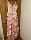 Elegant Pink Spaghetti Strap Sweetheart Neck Satin Long Prom Dress Evening Dress