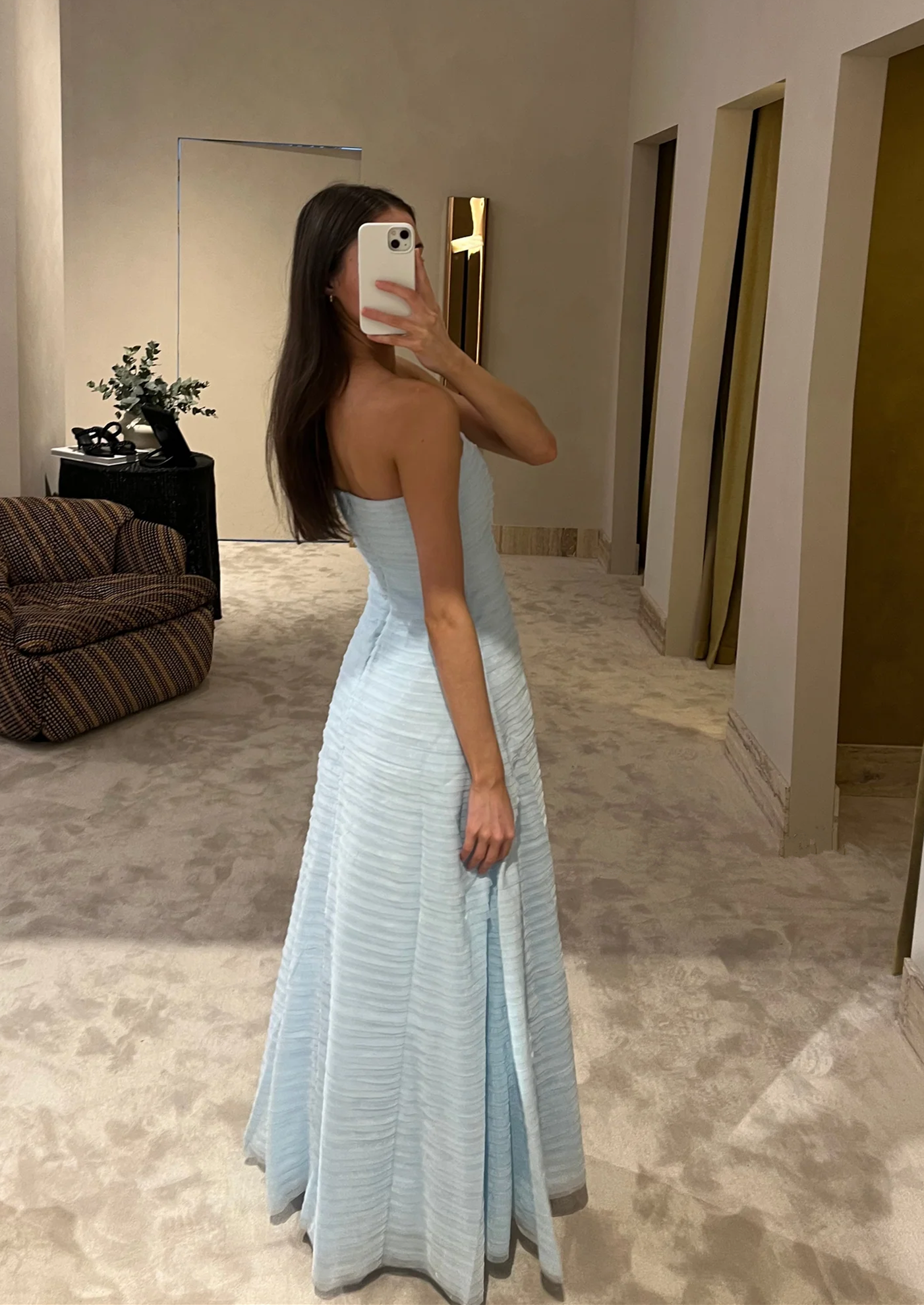 Elegant Pink Strapless A-Line Long Prom Dress