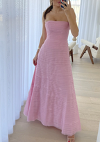 Elegant Pink Strapless A-Line Long Prom Dress
