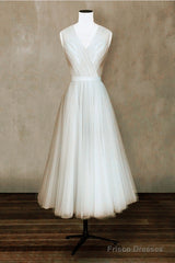 Elegant Pleated Tulle Midi Prom Party Dresses