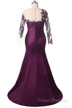 Elegant Plus Size Mermaid Long Sleeves Floor-Length Formal Prom Dress With Lace Appliques