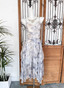 Elegant Printed Spaghetti Strap V-Neck Ruffled Layered Tulle Prom Dress