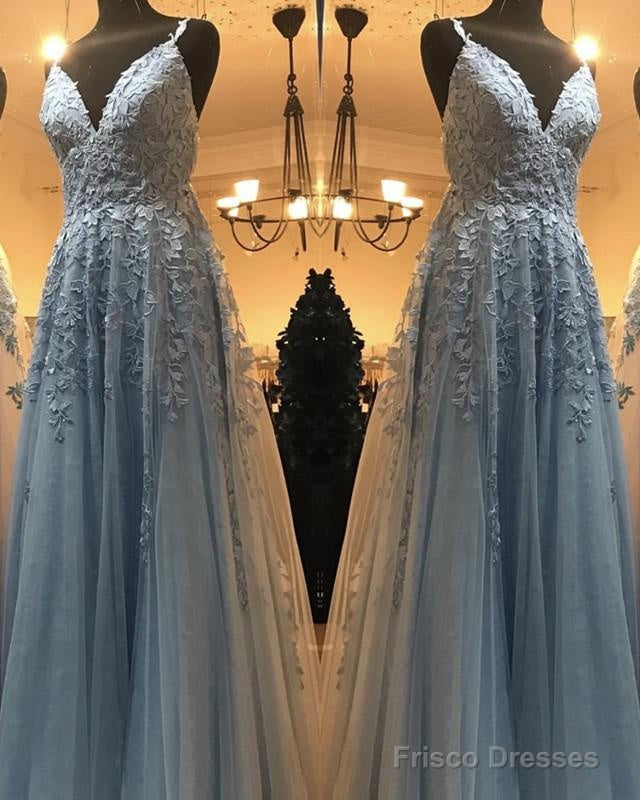 Elegant Prom Dresses Tulle V Neck Lace Embroidery Main image