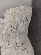 Elegant Pure White Sweetheart Neck Pearl Lace Tulle Long Prom Dress Evening Dress