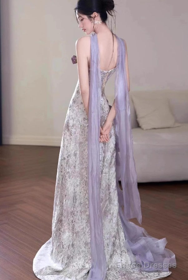 Elegant Purple Mermaid Strapless Satin Tulle Long Prom Dress Applique Evening Gown