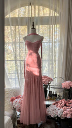 Sparkly Spaghetti Straps Purple Mermaid Wedding Guest Dresses Beaded Tulle Chiffon Long Prom Dresses