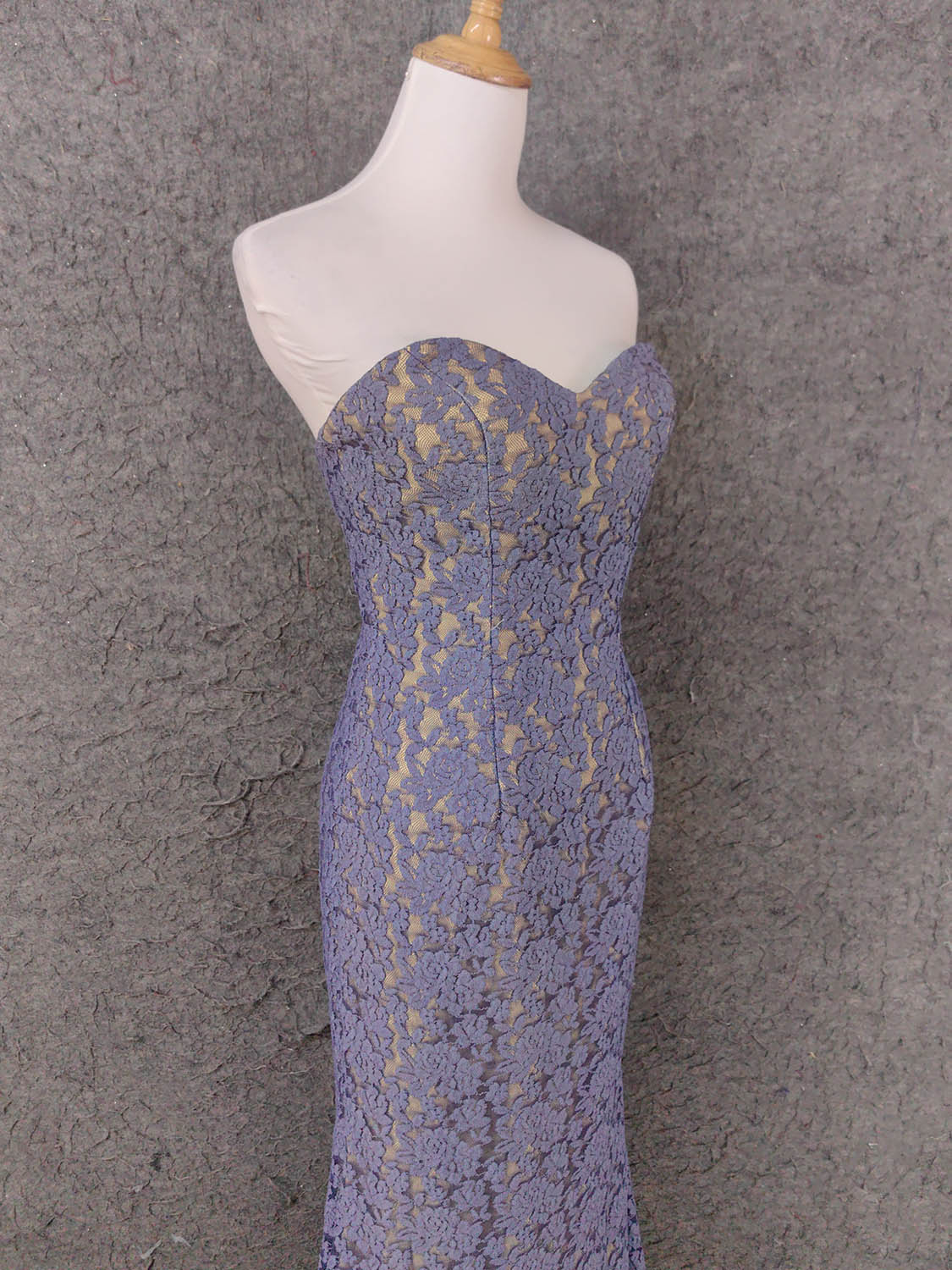 Elegant Purple Sweetheart Neck Split Lace Long Prom Dress Evening Dress