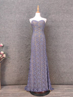 Elegant Purple Sweetheart Neck Split Lace Long Prom Dress Evening Dress