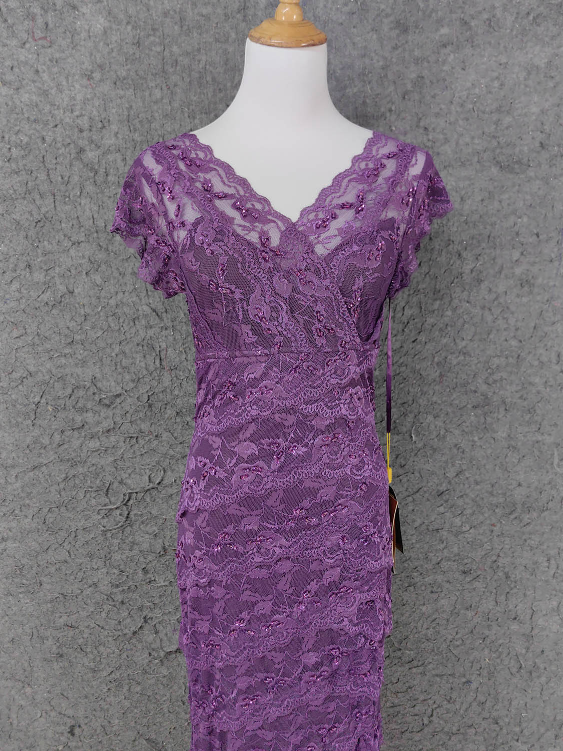 Elegant Purple V-Neck Lace Long Prom Dress Evening Dress