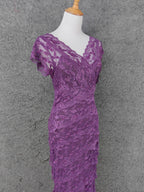 Elegant Purple V-Neck Lace Long Prom Dress Evening Dress