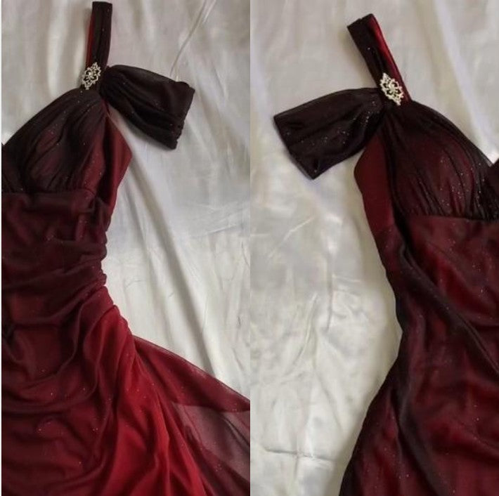 Affordable Party Dresses Under $160’œElegant  Purple Glitter Ruffled Chiffon Prom Dresses