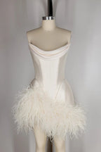 Elegant Satin Tube Top Feather