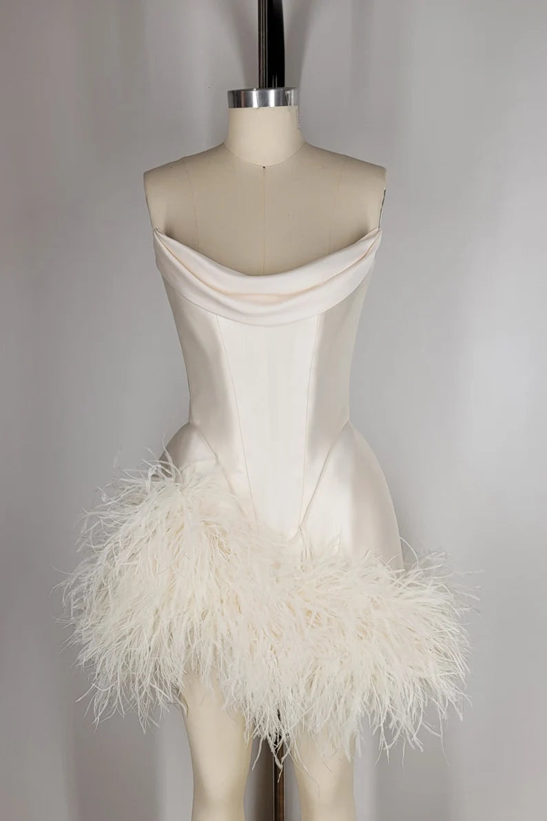 Elegant Satin Tube Top Feather