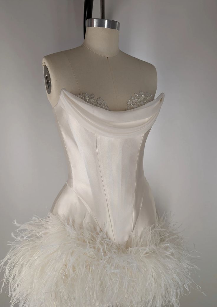 Elegant Satin Tube Top Feather