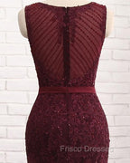 Elegant Scoop Sleeveless Tulle Mermaid Appliques Sequins Zipper Formal Prom Dress