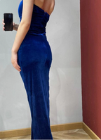 Elegant Sexy Royal Blue Sweetheart Neck Velvet Long Prom Dress Evening Dress